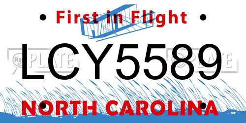 LCY5589 North Carolina License Plate