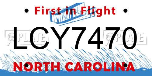LCY7470 North Carolina License Plate