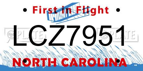LCZ7951 North Carolina License Plate
