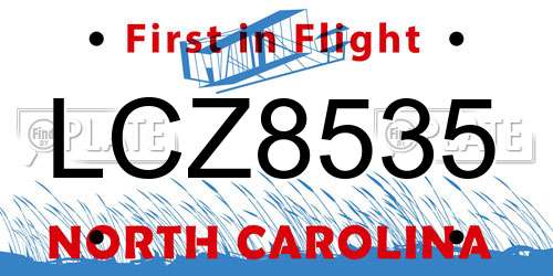 LCZ8535 North Carolina License Plate