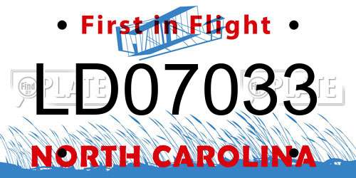 LD07033 North Carolina License Plate