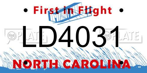 LD4031 North Carolina License Plate