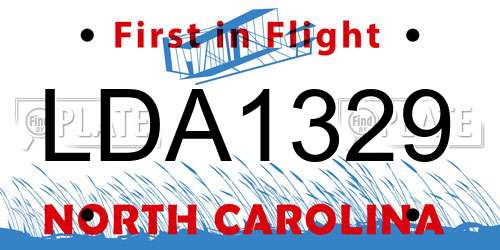 LDA1329 North Carolina License Plate