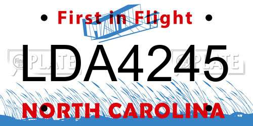 LDA4245 North Carolina License Plate