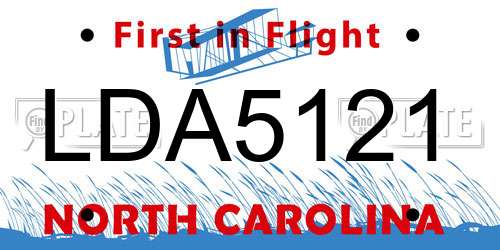 LDA5121 North Carolina License Plate