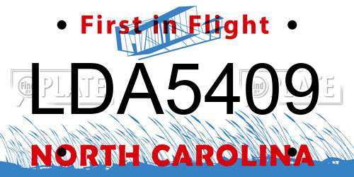 LDA5409 North Carolina License Plate
