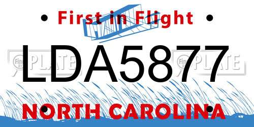 LDA5877 North Carolina License Plate
