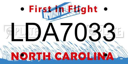 LDA7033 North Carolina License Plate