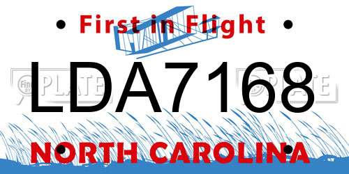 LDA7168 North Carolina License Plate