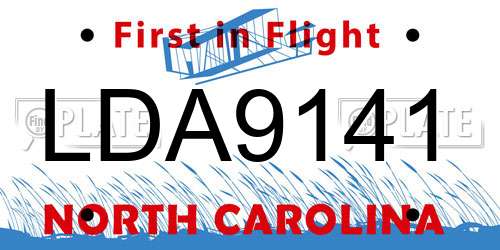 LDA9141 North Carolina License Plate