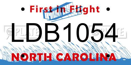 LDB1054 North Carolina License Plate