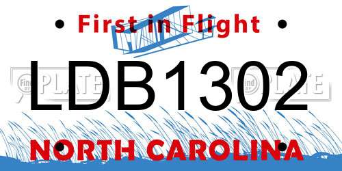 LDB1302 North Carolina License Plate