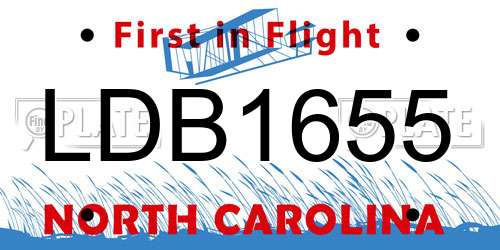 LDB1655 North Carolina License Plate