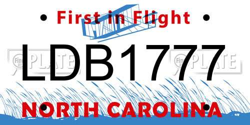 LDB1777 North Carolina License Plate