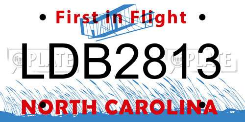 LDB2813 North Carolina License Plate