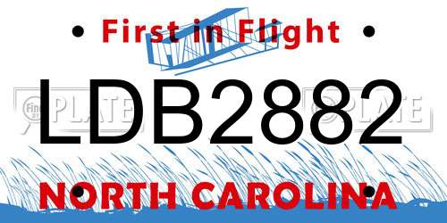 LDB2882 North Carolina License Plate