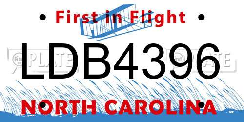 LDB4396 North Carolina License Plate