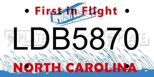 LDB5870 North Carolina License Plate