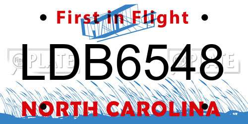 LDB6548 North Carolina License Plate