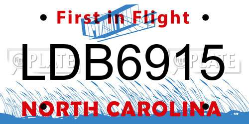 LDB6915 North Carolina License Plate