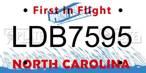 LDB7595 North Carolina License Plate