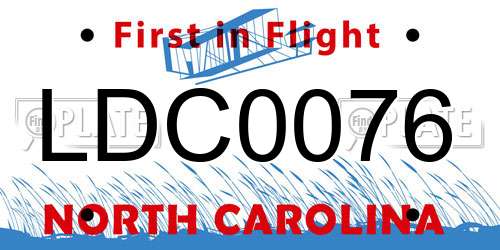 LDC0076 North Carolina License Plate
