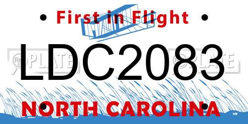 LDC2083 North Carolina License Plate