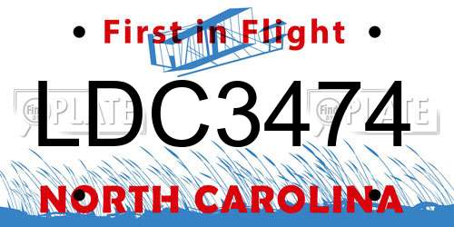 LDC3474 North Carolina License Plate
