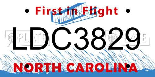 LDC3829 North Carolina License Plate