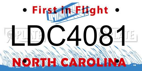 LDC4081 North Carolina License Plate