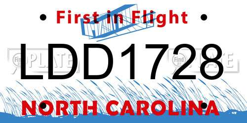 LDD1728 North Carolina License Plate