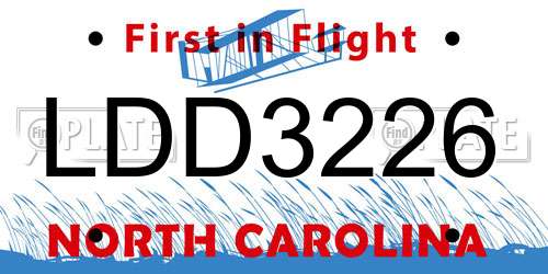 LDD3226 North Carolina License Plate
