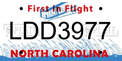 LDD3977 North Carolina License Plate
