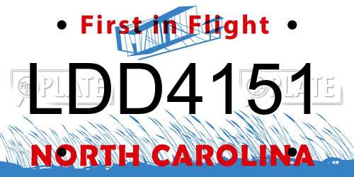 LDD4151 North Carolina License Plate