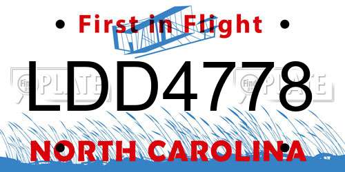LDD4778 North Carolina License Plate