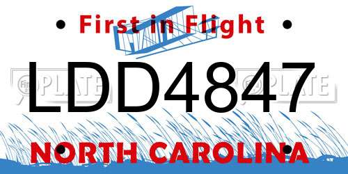 LDD4847 North Carolina License Plate