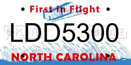 LDD5300 North Carolina License Plate