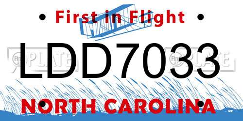 LDD7033 North Carolina License Plate