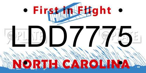 LDD7775 North Carolina License Plate