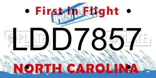 LDD7857 North Carolina License Plate