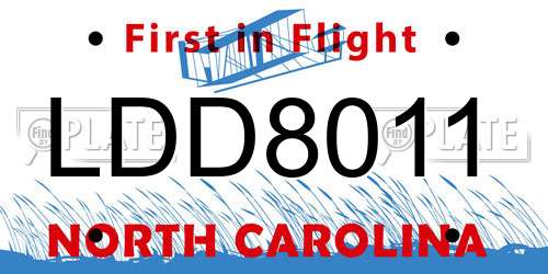 LDD8011 North Carolina License Plate