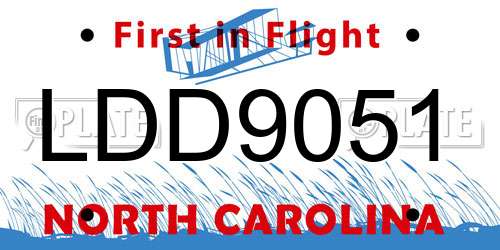 LDD9051 North Carolina License Plate