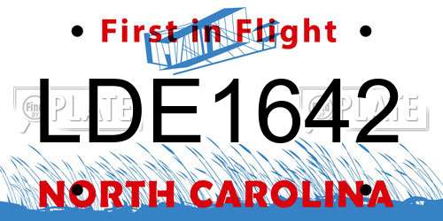 LDE1642 North Carolina License Plate
