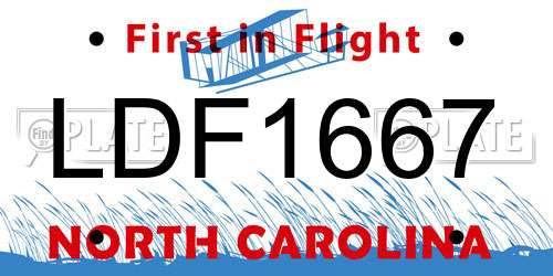 LDF1667 North Carolina License Plate