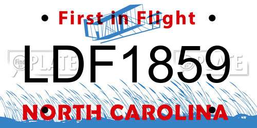 LDF1859 North Carolina License Plate