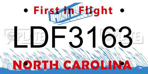 LDF3163 North Carolina License Plate