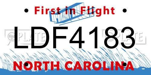 LDF4183 North Carolina License Plate