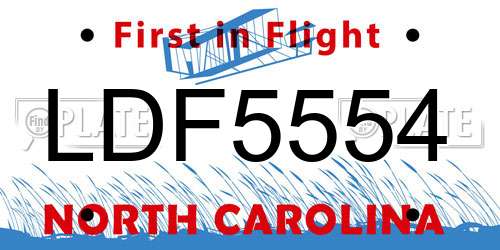 LDF5554 North Carolina License Plate