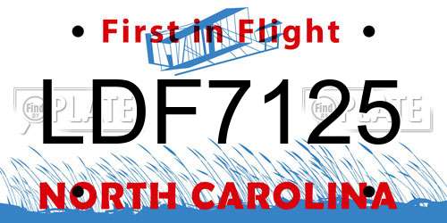 LDF7125 North Carolina License Plate
