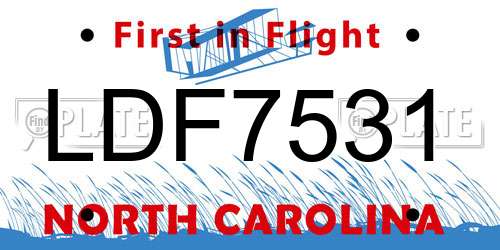 LDF7531 North Carolina License Plate
